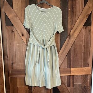 Ces Femme Green Pleated Tie Front A-Line Dress